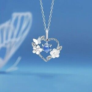 Elegant Moonstone Butterfly Heart Flower Pendant Necklace